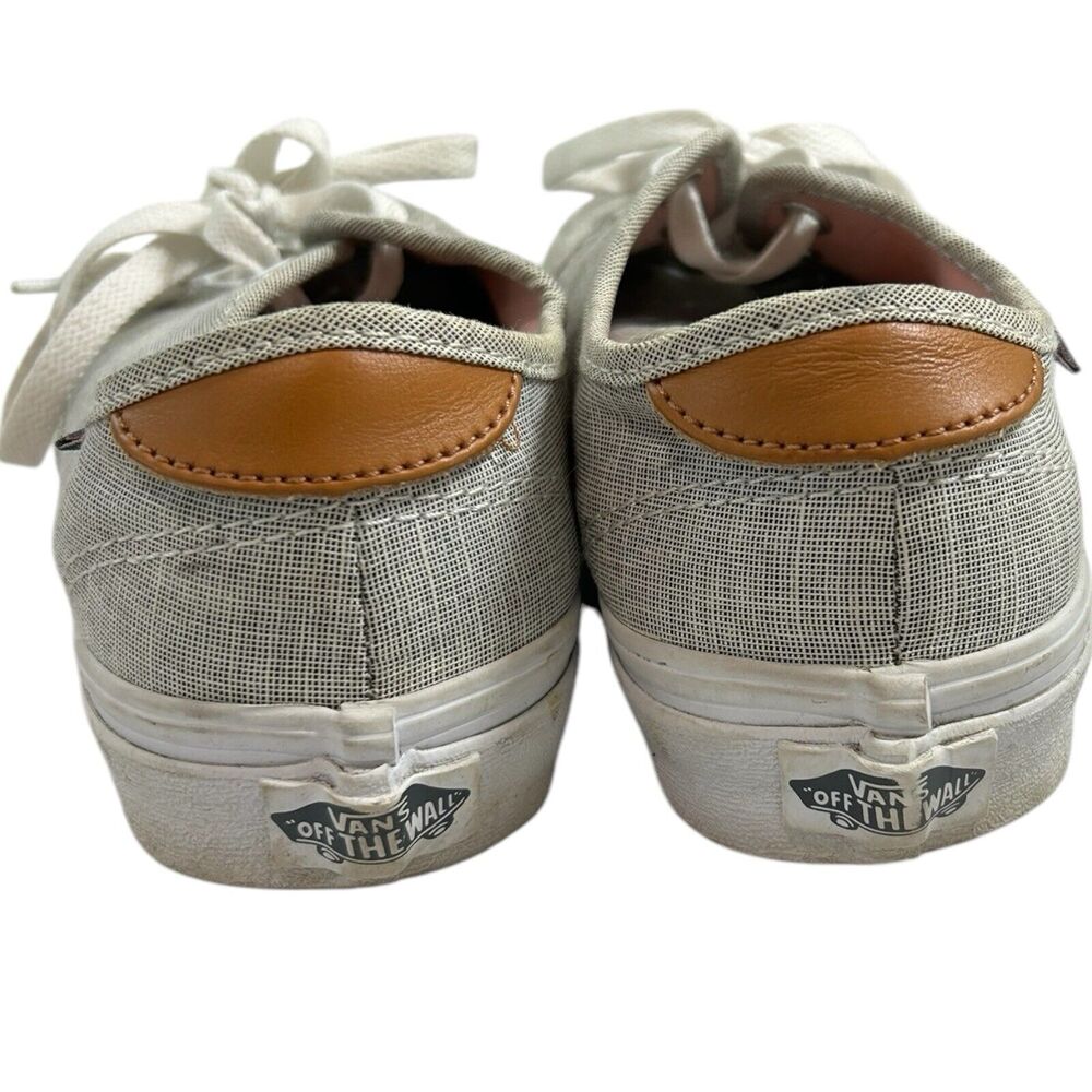 Vans Low Top Canvas Sneakers Gray Linen Look Women’s Size 7 Lace Up - Picture 9 of 11
